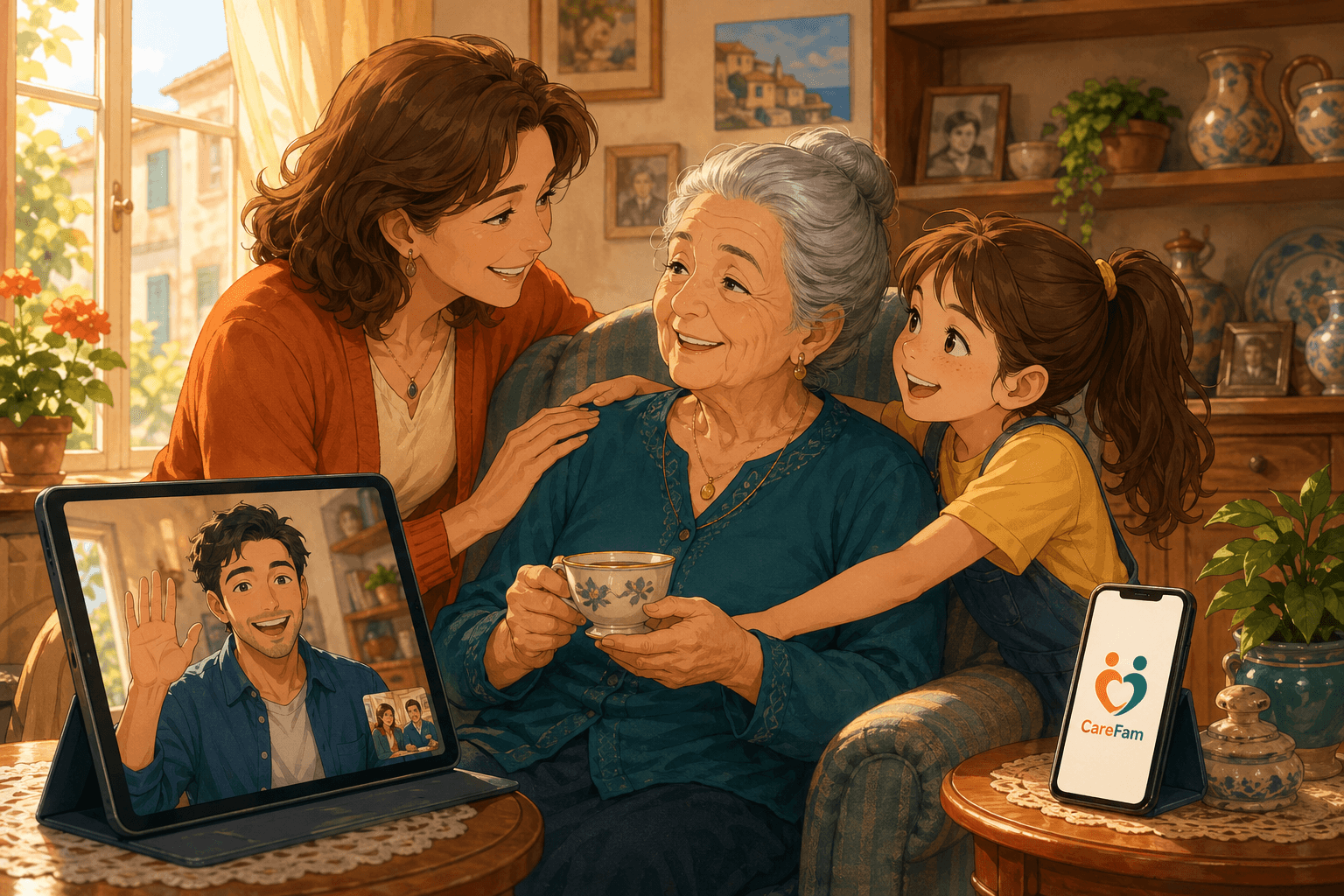 Laura's family caring for Mamma Rosa with CareFam