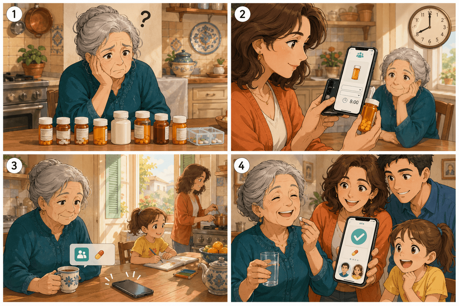 4-panel manga: medication reminders